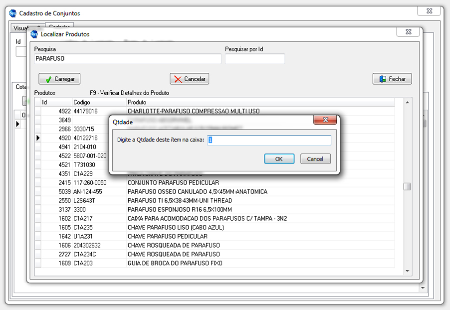 Adicionar quantidade de produto ao conjunto